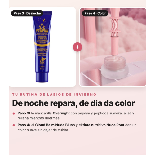 Dr. PAWPAW - Kit de Inverno para Lábios 5 Produtos | Dúo Esfoliante Scrub & Nourish, Bálsamo Original Clear, Máscara Overnight, Cloud Balm e Tinte Labial Nutritivo
