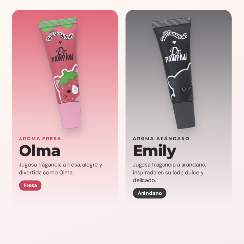 Dr. PAWPAW - Conjunto Completo de Squishmallows | 6 Bálsamos de Lábios Hidratantes com Aromas Inspirados em Personagens Adoráveis e Fórmula Enriquecida com Extracto de Papaya