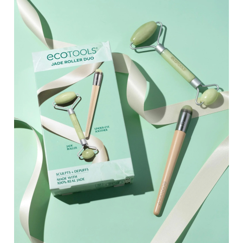 Ecotools - *Holidays* - Conjunto de rolo facial e rolo de contorno de olhos Jade Roller Duo