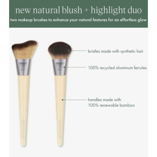 Ecotools - *New Natural* - Conjunto de pincéis Blush & Highlight Duo