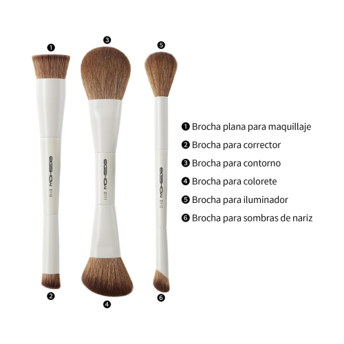 Eigshow - *Duo Series* - Conjunto de 3 Pincéis de Maquiagem de Ponta Dupla - White