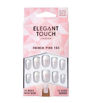 Elegant Touch - Unhas postiças Natural French - 103: Medium Pink