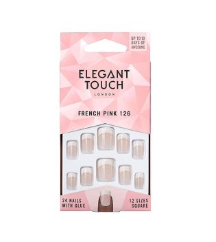 Elegant Touch - Unhas postiças Natural French - 126: Small Pink