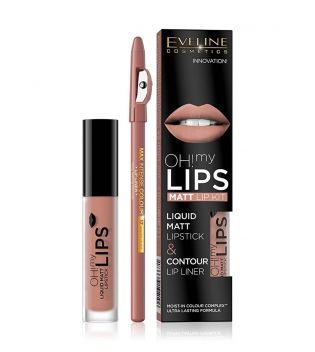 Eveline Cosmetics - Lip Set Oh! My Lips Matt Lip Kit - 08: Lovely Rose