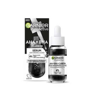 Garnier - *Skin Active* - Soro anti-manchas com Niacinamida, AHA, BHA e Carvão
