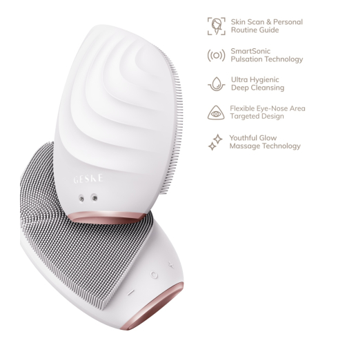 GESKE - Sonic Escova massageadora e de limpeza facial 5 em 1 - Ouro Rosa Branco