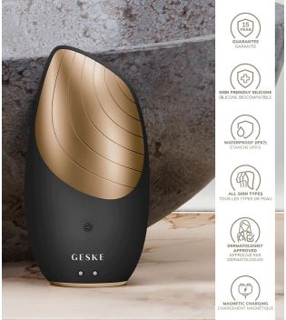 GESKE - Escova de Limpeza Facial e Massageadora Sonic Thermo 6 em 1 - Ouro Preto