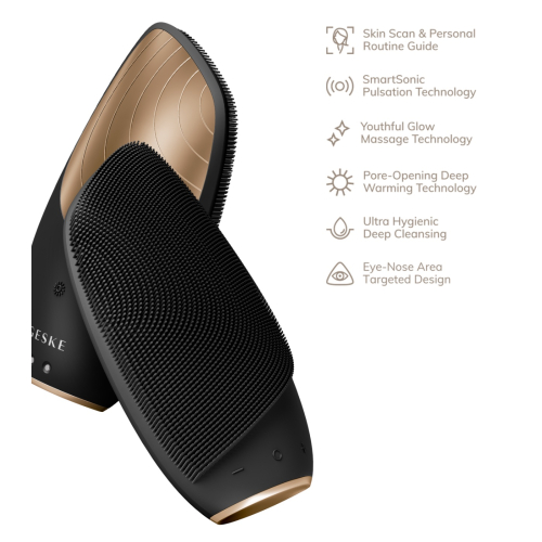 GESKE - Escova de Limpeza Facial e Massageadora Sonic Thermo 6 em 1 - Ouro Preto