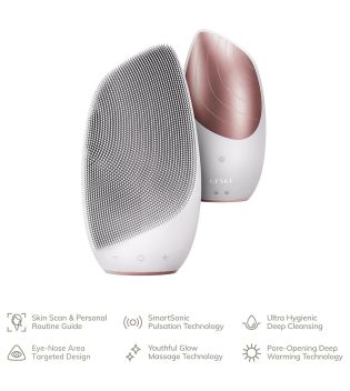 GESKE - Escova de Limpeza Facial e Massageadora Sonic Thermo 6 em 1 - Branco Rosa Ouro
