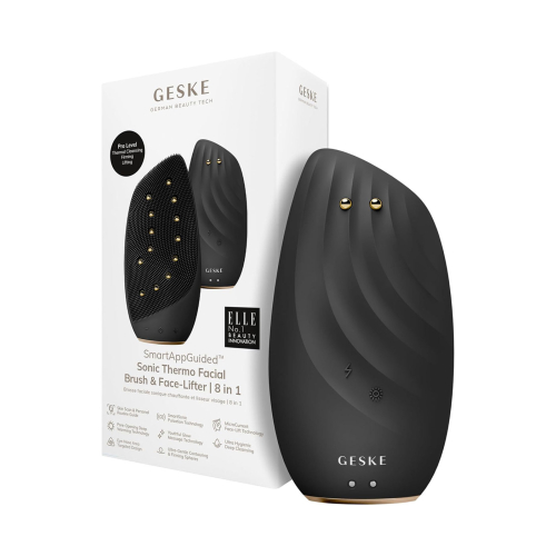 GESKE - Escova de Limpeza Facial e Massageadora Sonic Thermo Face-Lifter 8 em 1 - Ouro Preto
