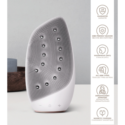 GESKE - Escova de Limpeza Facial e Massageadora Sonic Thermo Face-Lifter  8 em 1 - Branco Rosa Ouro