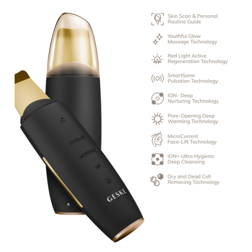 GESKE - Limpador MicroCurrent Skin Scrubber & Blackhead Remover 9 en 1  - Ouro Preto