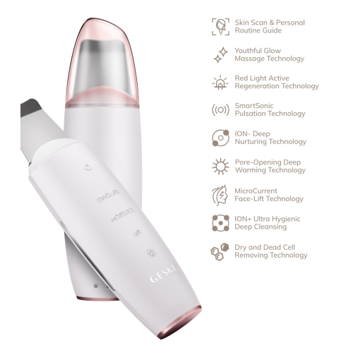 GESKE - Limpador MicroCurrent Skin Scrubber & Blackhead Remover 9 em 1 - White Rose Gold