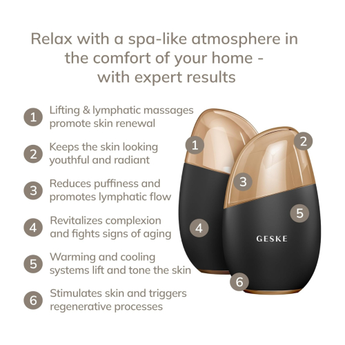 GESKE - Massageador 7 em 1 para olhos e rosto Cool & Warm - Black Gold