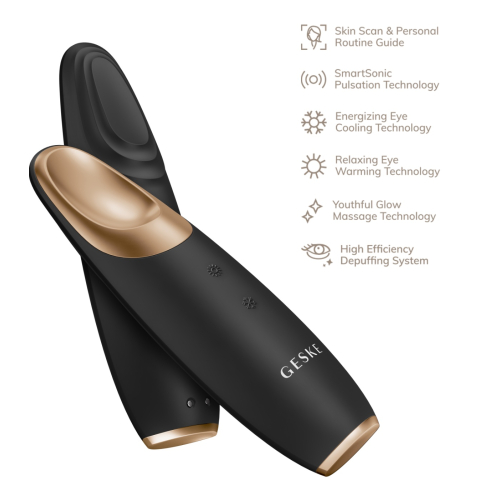 GESKE - Massageador de Contorno de Olhos Warm & Cool Energizer 6 em 1 - Preto