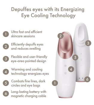 GESKE - Massageador de contorno de olhos Warm & Cool Energizer  6 em 1 - White Rose Gold
