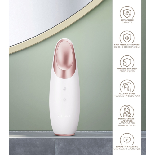 GESKE - Massageador de contorno de olhos Warm & Cool Energizer  6 em 1 - White Rose Gold