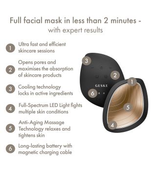 GESKE - Máscara facial Sonic Warm & Cool 9 em 1 - Preto Ouro