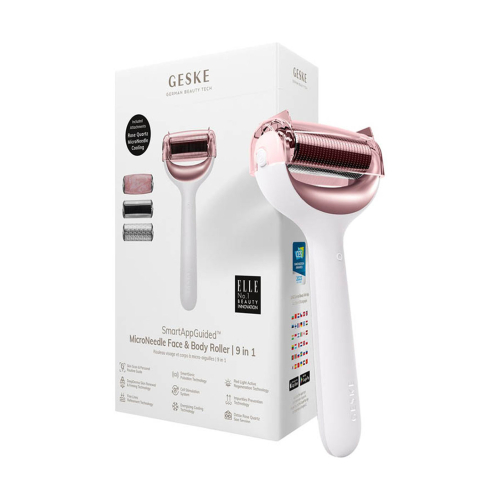 GESKE - Rolo facial e corporal com microagulhas 9 em 1 - Ouro Rosa Branco
