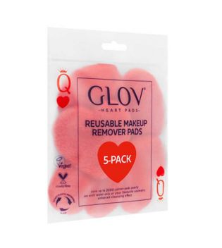 GLOV - Pacote de 5 discos de remoção de maquiagem reutilizáveis Heart Pads