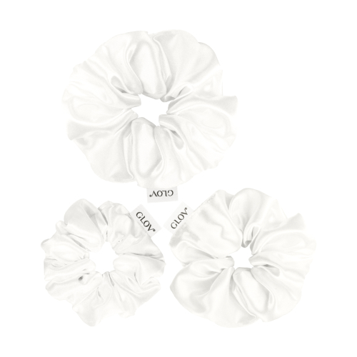 GLOV - Pack de 3 scrunchies Satin Scrunchies tamanhos S/M/L - Branco