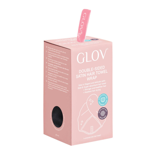 GLOV - Toalha Turbante Cetim e Tecido - Preto