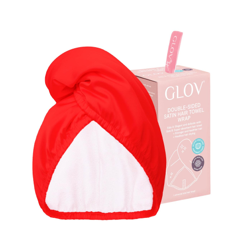 GLOV - Toalha turbante de cetim e tecido - Vermelho