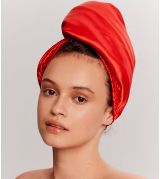 GLOV - Toalha turbante de cetim e tecido - Vermelho