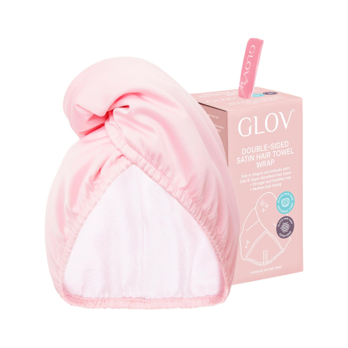 GLOV - Toalha turbante de cetim e tecido - Rosa