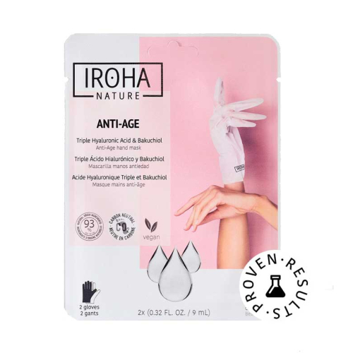 Iroha Nature - Luvas de máscara anti-envelhecimento - Ácido Hialurônico Triplo, Bakuchiol e Niacinamida