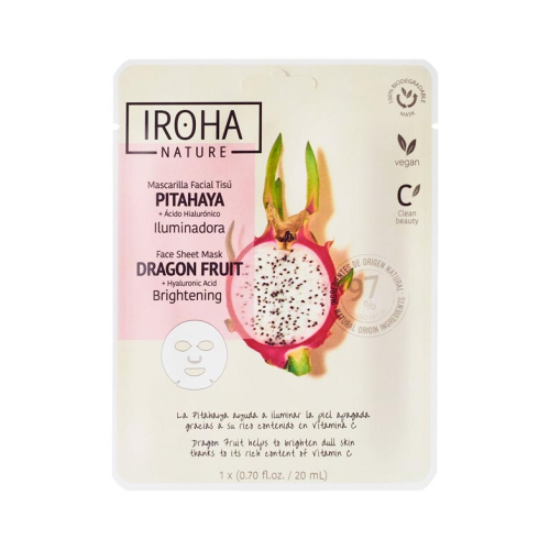 Iroha Nature - Máscara de Tecido Facial Iluminadora - Pitahaya