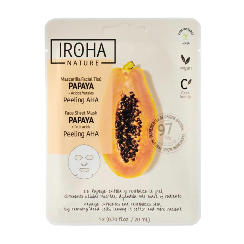 Iroha Nature - Máscara facial de tecido peeling AHA - Mamão