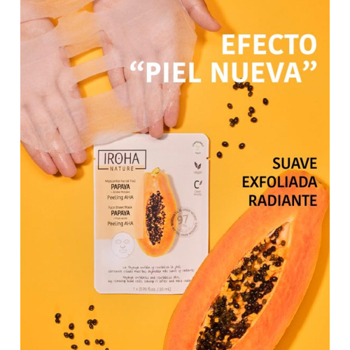 Iroha Nature - Máscara facial de tecido peeling AHA - Mamão