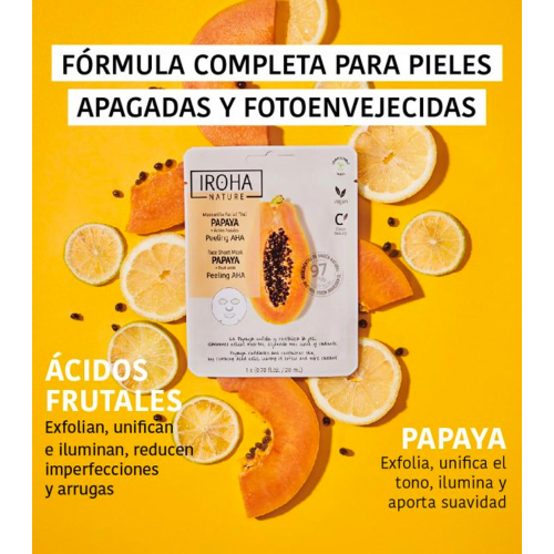 Iroha Nature - Máscara facial de tecido peeling AHA - Mamão