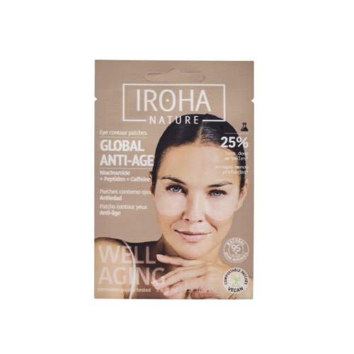 Iroha Nature - Pacote de adesivos antirrugas, anti-inchaços e iluminadores Global Eye Care - Niacinamida, cafeína e peptídeos