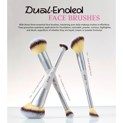 Jessup Beauty - *Innovation in Hand, Beauty in Heart* - Conjunto de 3 pincéis duplos - Quiet Gray