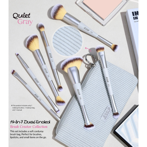 Jessup Beauty - *Innovation in Hand, Beauty in Heart* - Conjunto de 7 pincéis duplos - Quiet Gray