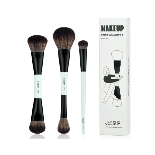 Jessup Beauty - *Makeup Lover Collection V* - Conjunto de 3 Pincéis Duplos - Bright Cyan