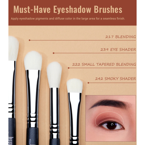 Jessup Beauty - Conjunto de pincéis PRO 11pcs - T340: Black/Silver