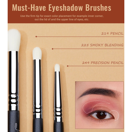 Jessup Beauty - Conjunto de pincéis PRO 11pcs - T340: Black/Silver