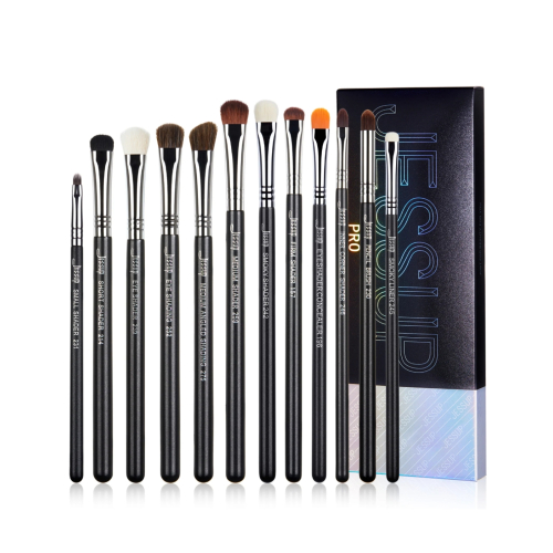 Jessup Beauty - Conjunto de pincéis PRO 12pcs - T339: Black/Silver
