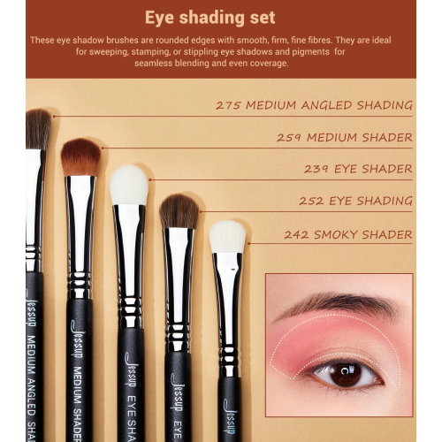 Jessup Beauty - Conjunto de pincéis PRO 12pcs - T339: Black/Silver