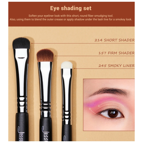 Jessup Beauty - Conjunto de pincéis PRO 12pcs - T339: Black/Silver