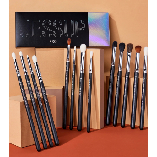 Jessup Beauty - Conjunto de pincéis PRO 13 peças - T338: Black/Silver