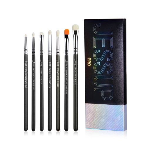 Jessup Beauty - Conjunto de pincéis PRO 7pcs - T334: Black/Silver