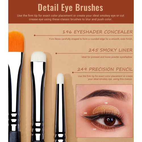 Jessup Beauty - Conjunto de pincéis PRO 7pcs - T334: Black/Silver