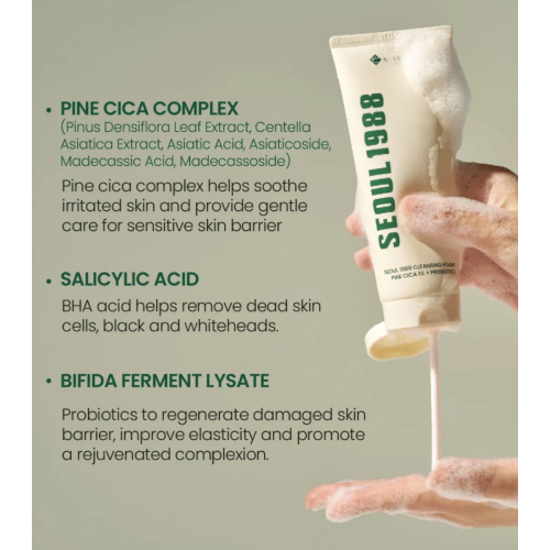 K-Secret - *Seoul 1988* - Sabonete Facial Espumante Pine CICA 1% + Probiotics