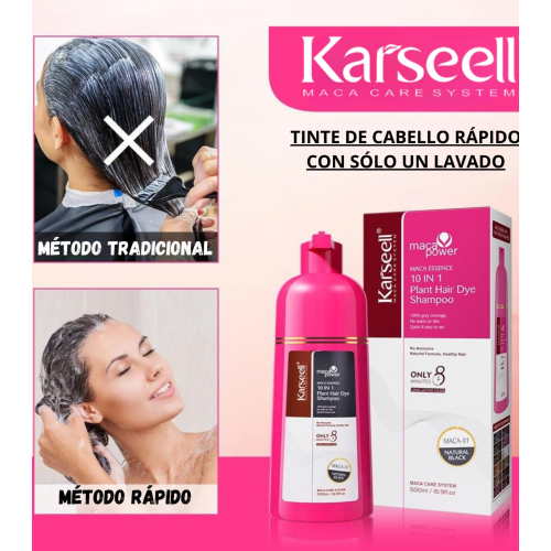 Karseell - Shampoo de Tintura 10 em 1 - Preto