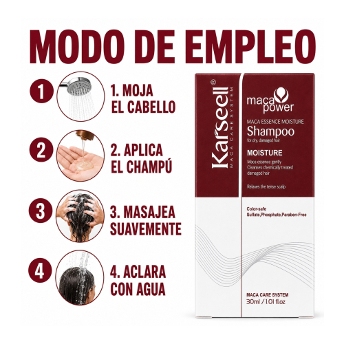 Karseell - *Maca Power* - Champô para cabelo danificado - Tamanho mini