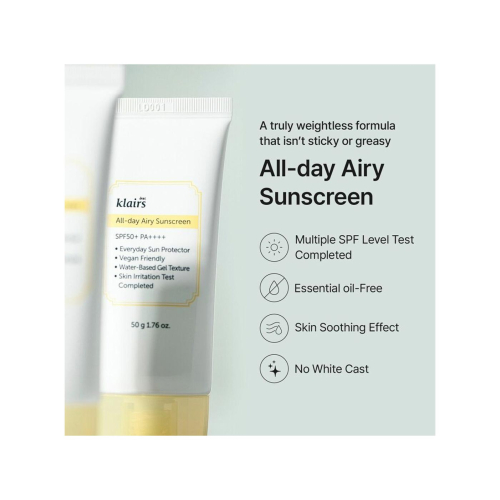 Klairs - Creme solar facial All-day Airy Sunscreen SPF50+ PA++++